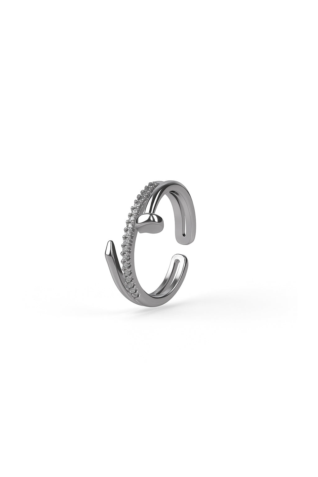 Jewello  trendy silver-plated antique design and studded American diamond Adjustable finger ring for women and girls.