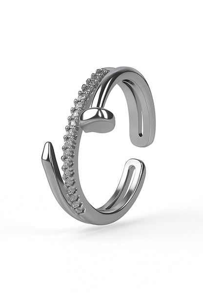 Jewello  trendy silver-plated antique design and studded American diamond Adjustable finger ring for women and girls.