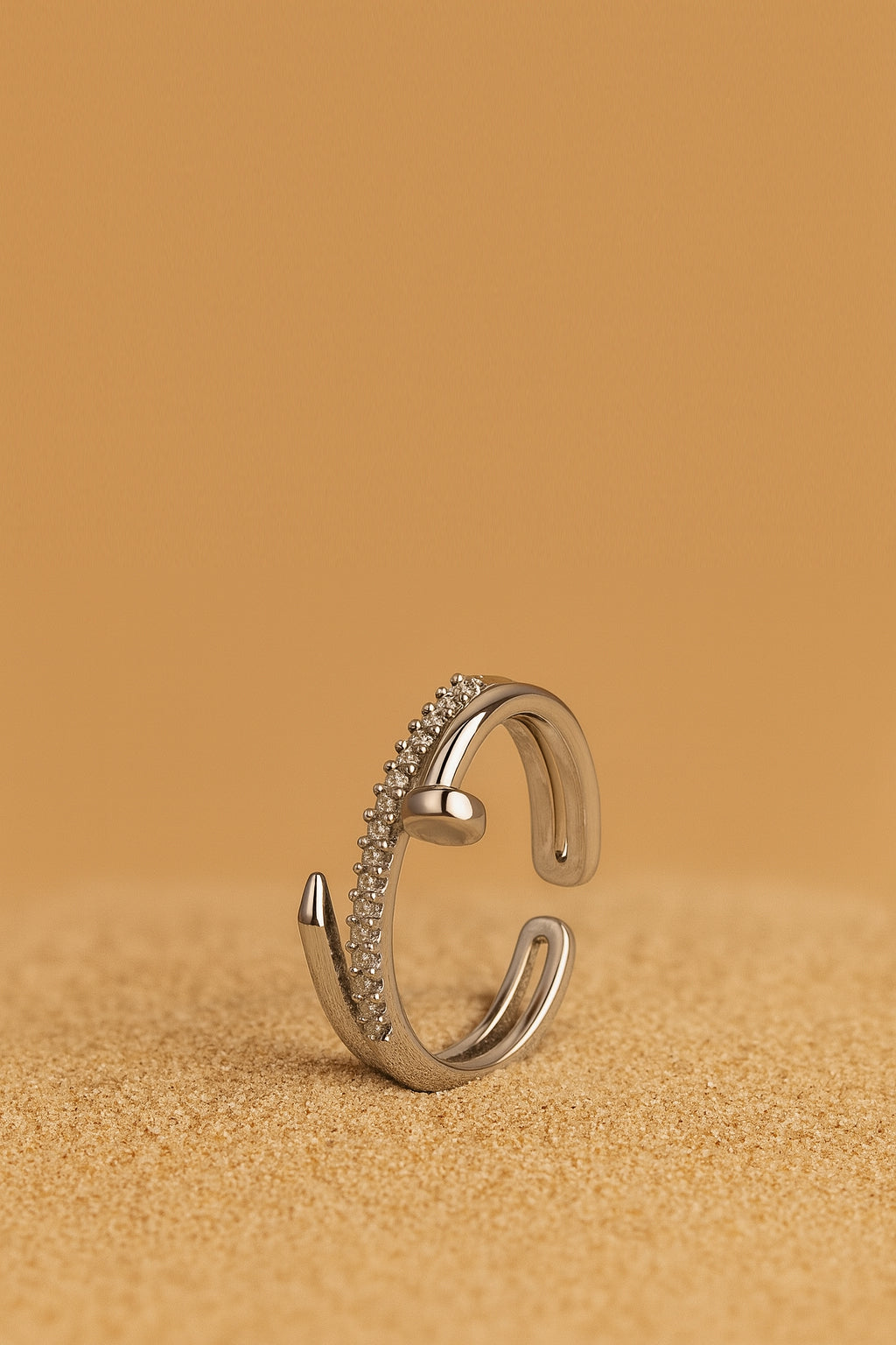 Jewello  trendy silver-plated antique design and studded American diamond Adjustable finger ring for women and girls.
