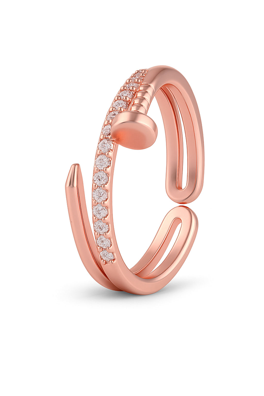 Jewello alluring rose gold-plated antique design and studded American diamond Adjustable finger ring for women and girls.