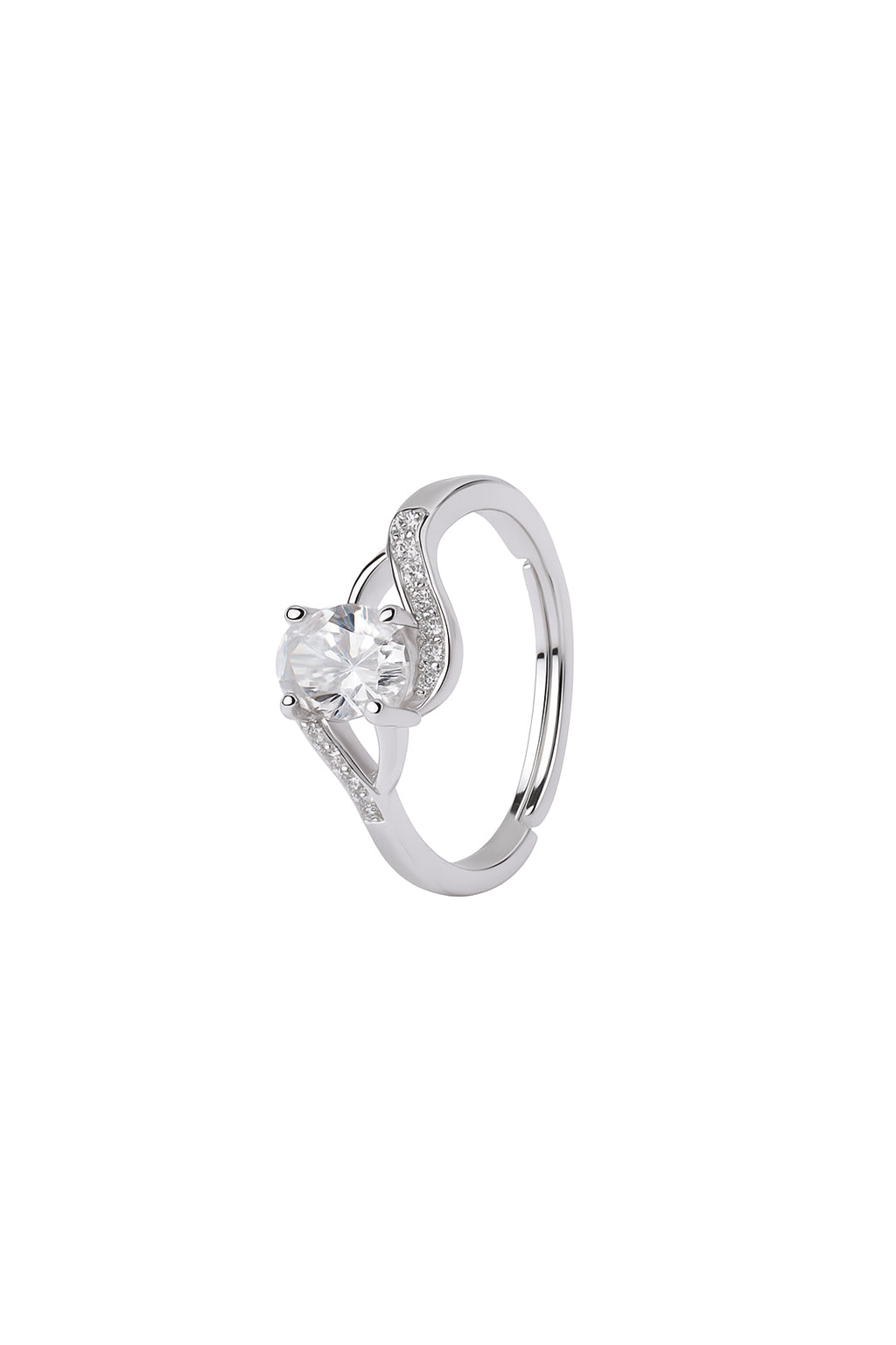 Jewelloglossy silver plated and studded American diamond Adjustable finger ring for women and girls.