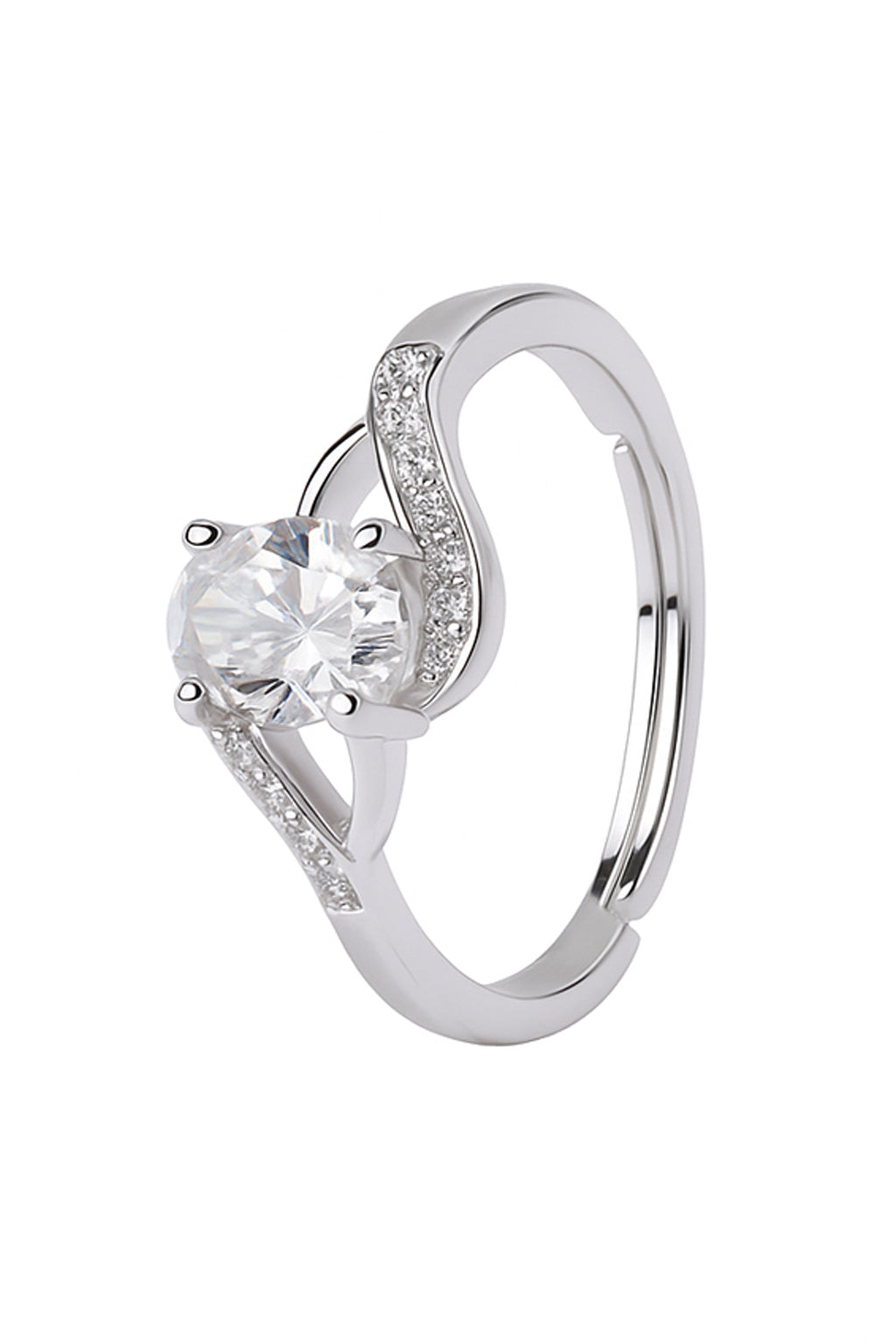 Jewelloglossy silver plated and studded American diamond Adjustable finger ring for women and girls.