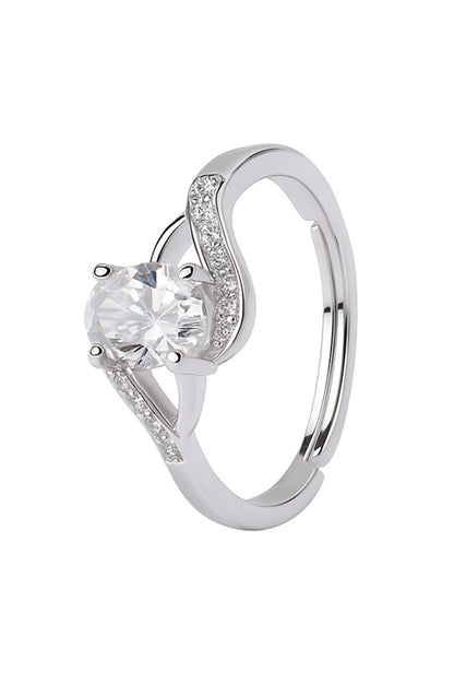 Jewelloglossy silver plated and studded American diamond Adjustable finger ring for women and girls.