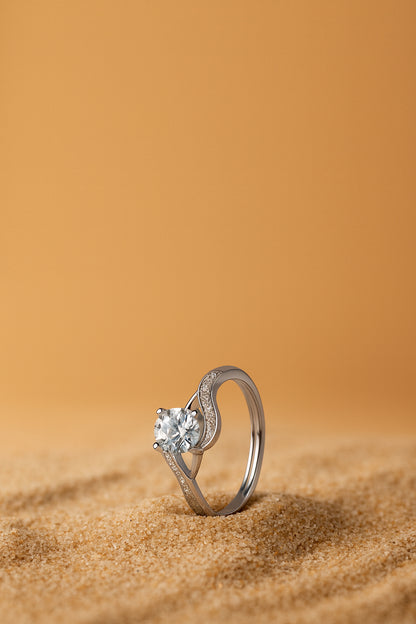 Jewelloglossy silver plated and studded American diamond Adjustable finger ring for women and girls.