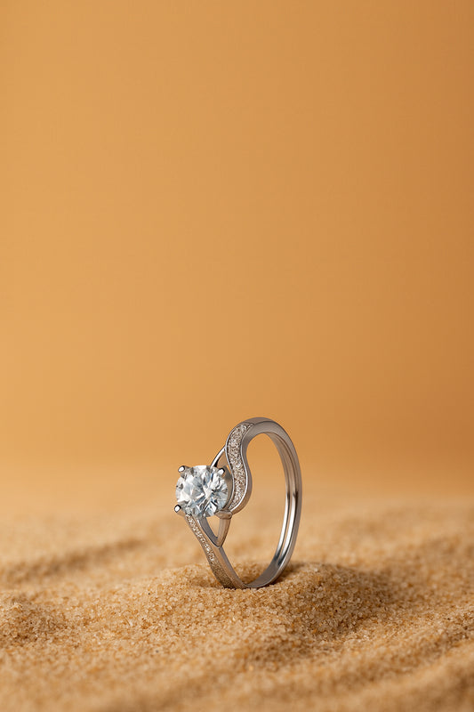 Jewelloglossy silver plated and studded American diamond Adjustable finger ring for women and girls.