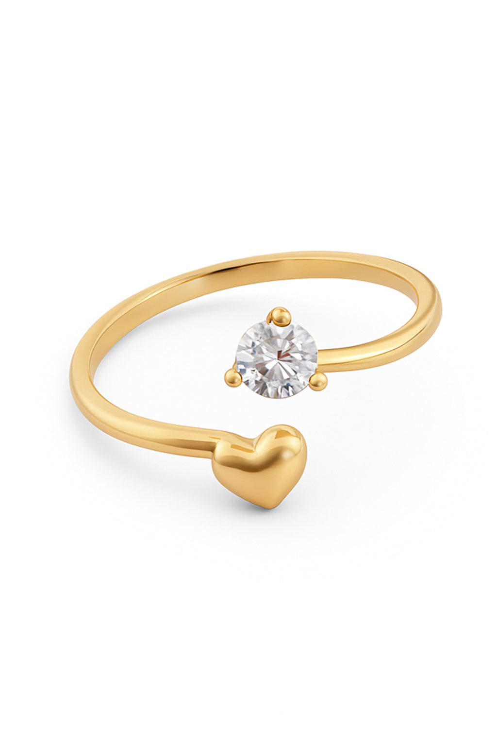 Jewello charming tiny heart design gold plated and studded shimmering American diamond Adjustable finger ring for women and girls.