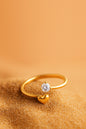 Jewello charming tiny heart design gold plated and studded shimmering American diamond Adjustable finger ring for women and girls.