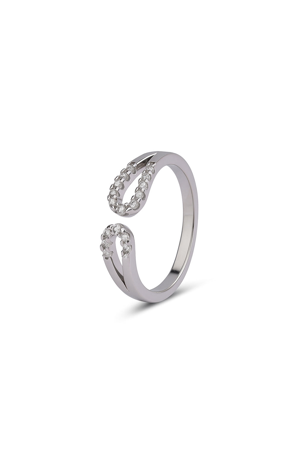 Jewello trendy silver plated and studded American diamond Adjustable finger ring for women and girls.