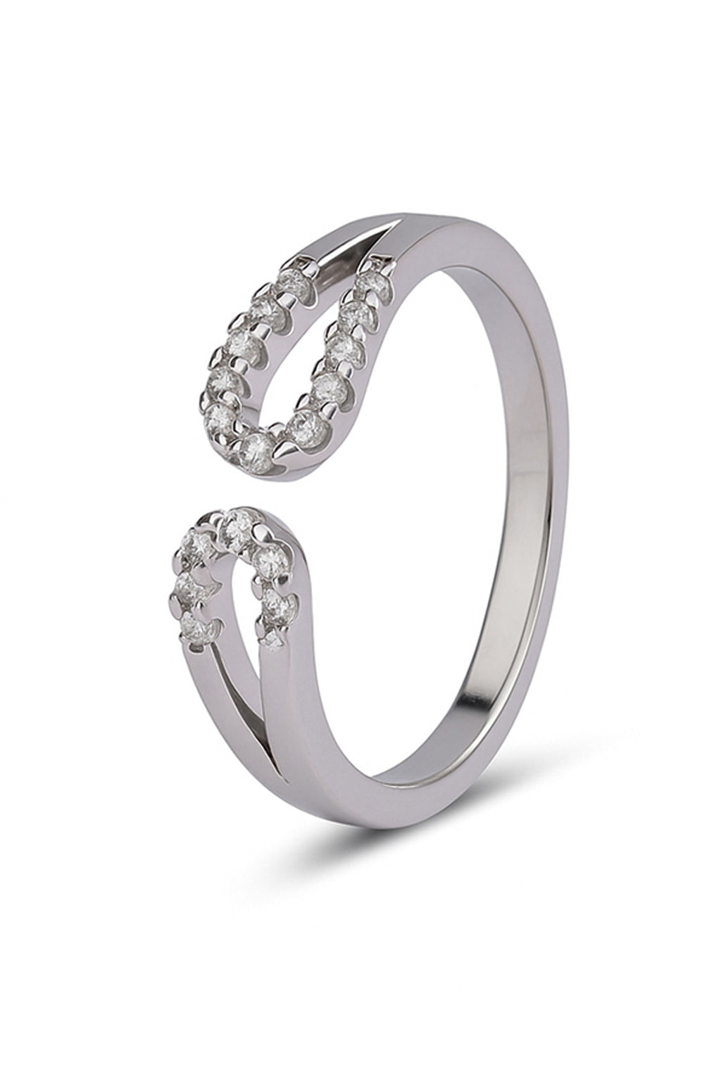 Jewello trendy silver plated and studded American diamond Adjustable finger ring for women and girls.