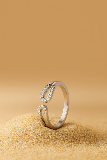 Jewello trendy silver plated and studded American diamond Adjustable finger ring for women and girls.