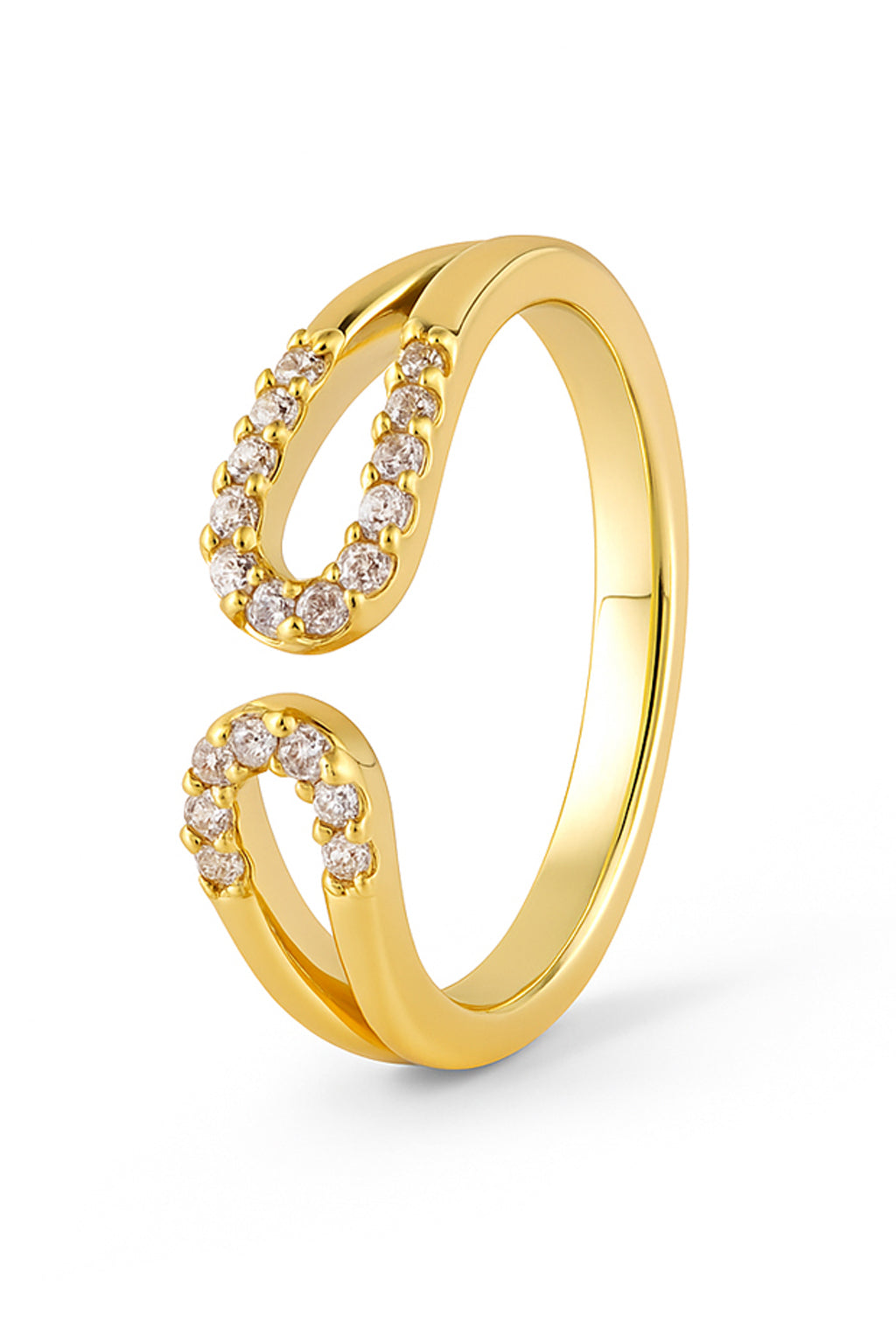 Jewello simple gold plated and studded American diamond Adjustable finger ring for women and girls.