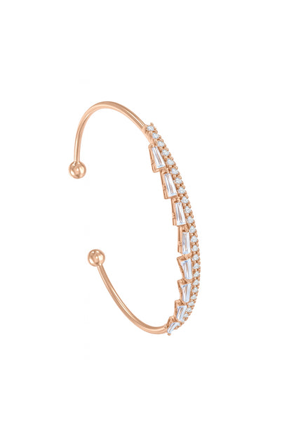 Jewello trendy rose gold plated with cubic zirconia stud cuff bracelet, Kada bracelet for women and girls.