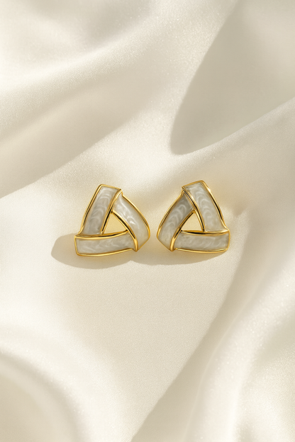 Jewello dainty elegant gold-plated triangle design anti tarnish Korean earring for women and girls.
