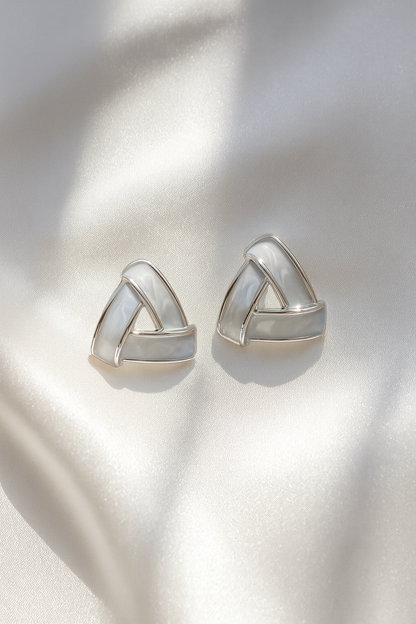 Jewello stylish silver-plated triangle design anti tarnish Korean earring for women and girls.