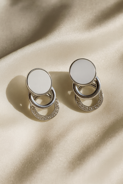 Jewello elegant silver finish circle shape design  anti tarnish Korean earring for women and girls.