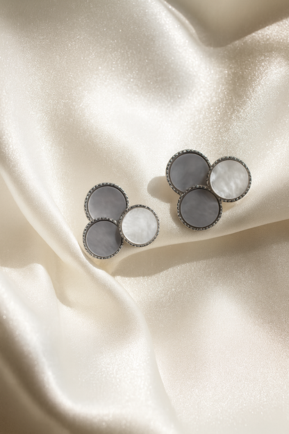 Jewello trendy silver-plated circle shaped and black stone stud anti tarnish Korean earring for women and girls.