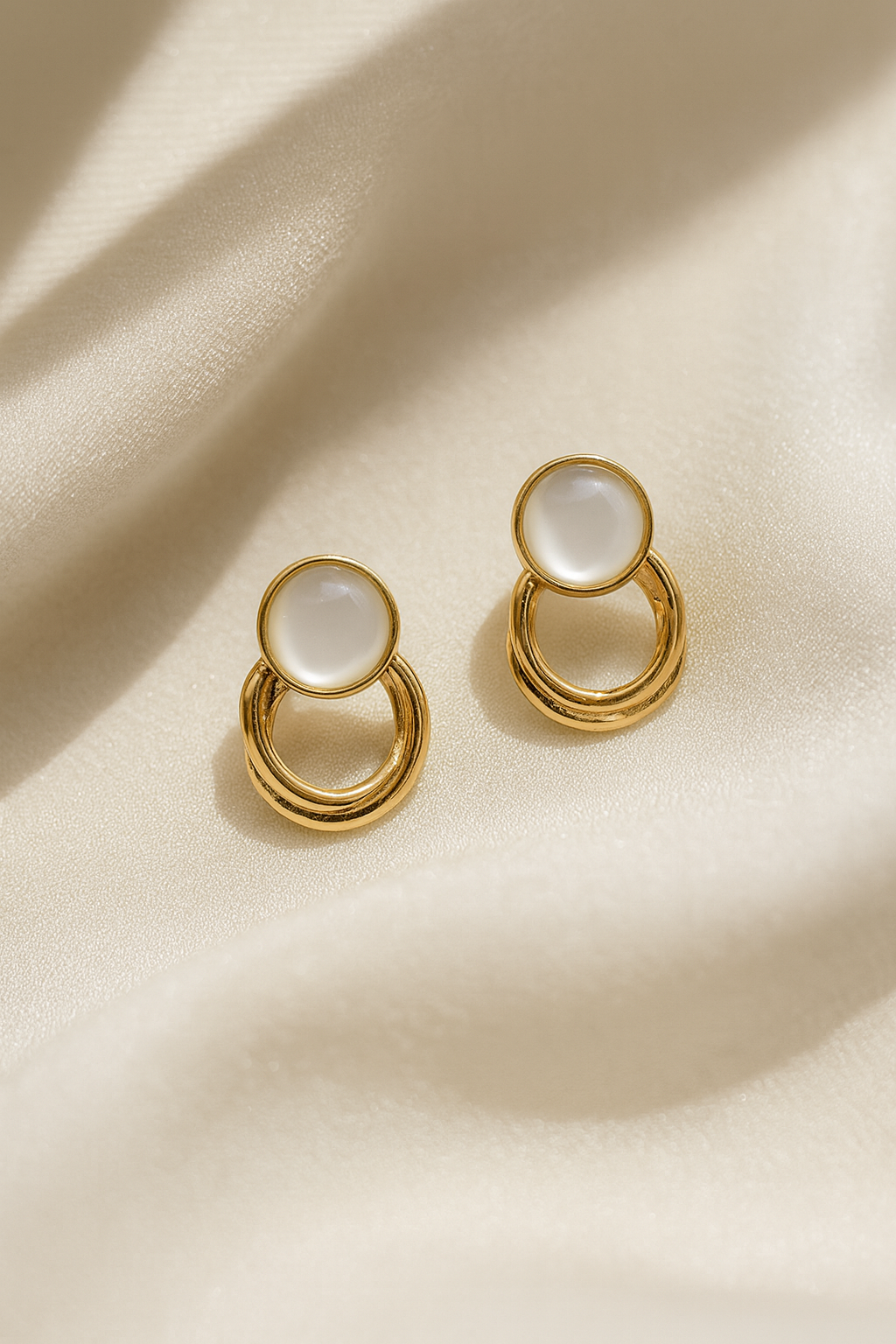 Jewello elegant gold plated and white stone stud anti tarnish dangle Korean earring for women and girls.