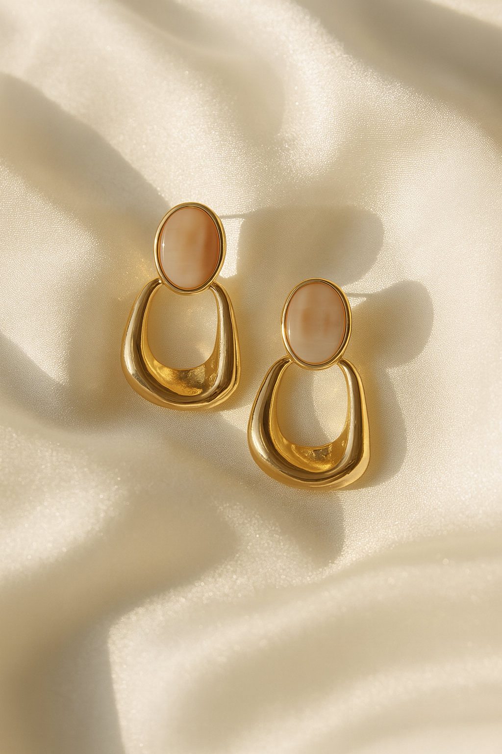 Jewello alluring gold plated oval Bali design stone stud anti tarnish dangle Korean earring for women and girls.