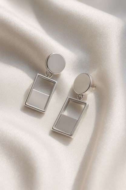 Jewello trendy silver plated multi shape design anti tarnish dangle Korean earring for women and girls.