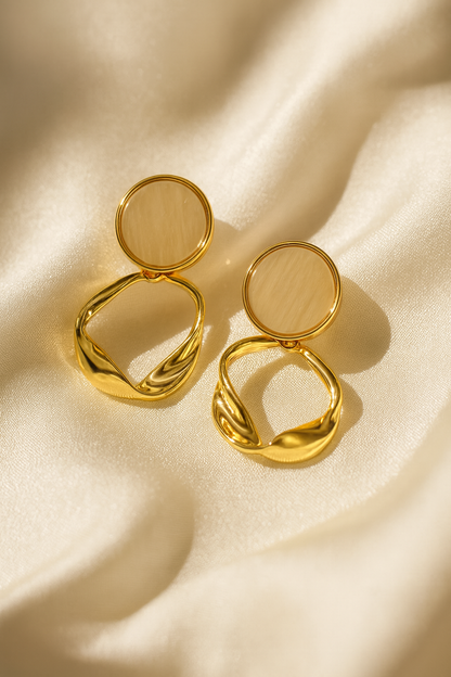 Jewello delicate gold plated and light pink stone stud dangle Korean earring for women and girls.