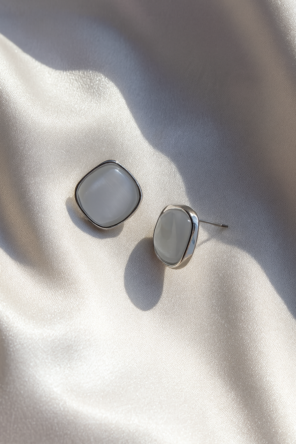 Jewello fashionable silver-plated square design white stone stud anti tarnish Korean earring for women and girls.