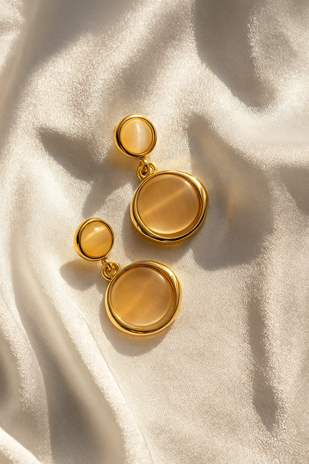 Jewello delicate gold plated and white stone stud dangle Korean earring for women and girls.