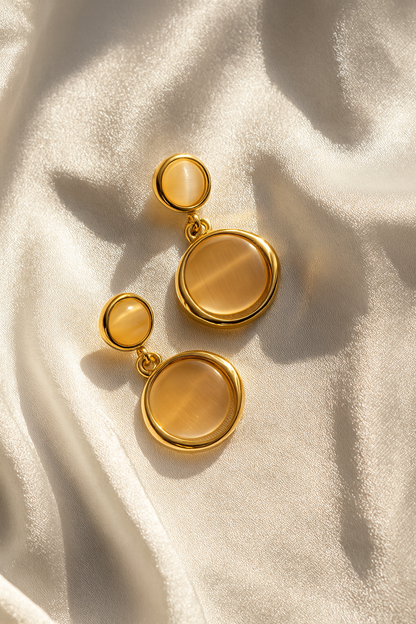 Jewello delicate gold plated and white stone stud dangle Korean earring for women and girls.