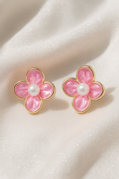 Jewello alluring gold plated flower design stud anti tarnish Korean earring for women and girls.