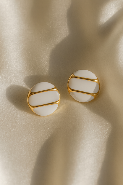 Jewello trendy gold-plated circle shape white stone stud dainty anti tarnish Korean earring for women and girls.