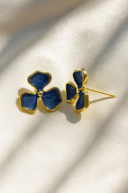 Jewello alluring gold plated flower design with grey stone stud Korean earring for women and girls.