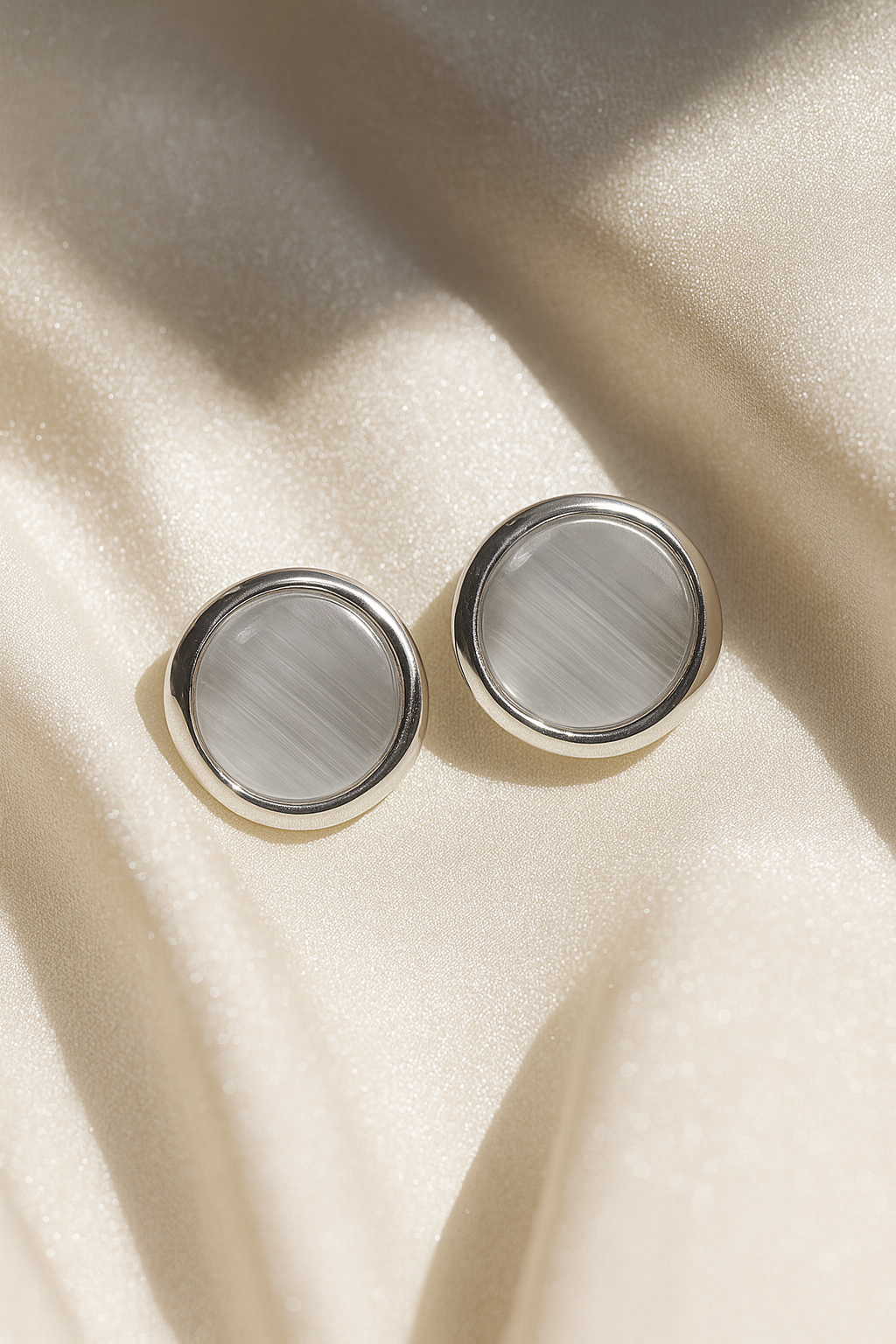 Jewello silver plated round shape white stone stud Korean dainty earring for women and girls.