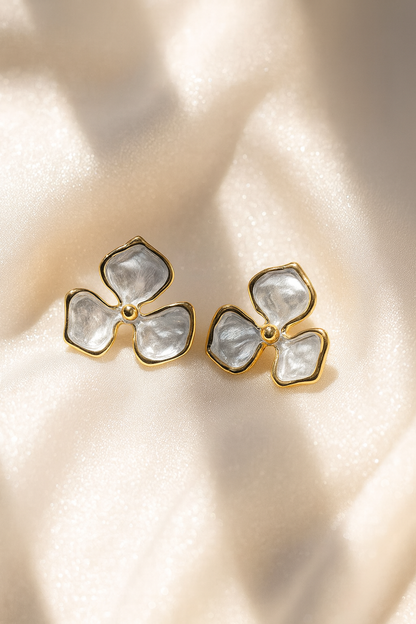 Jewello trendy flower design with white stone stud dainty Korean earring for women and girls.