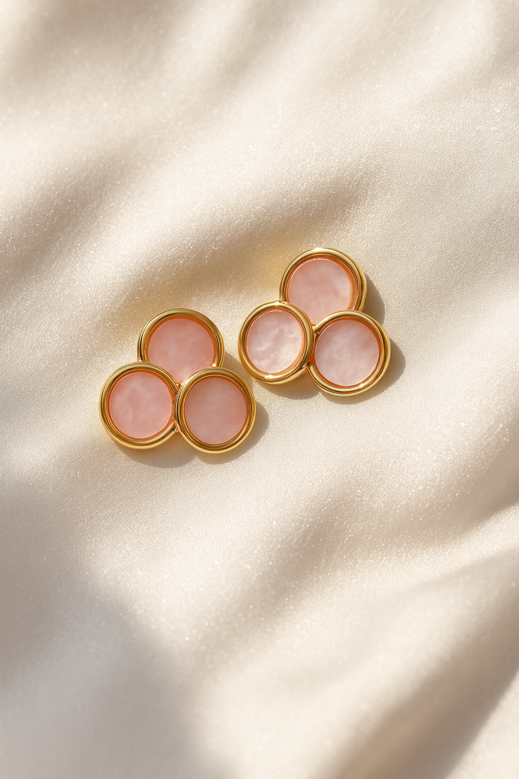Jewello fancy gold plated circular  with radiant pink stone stud dainty anti tarnish Korean earring for women and girls.