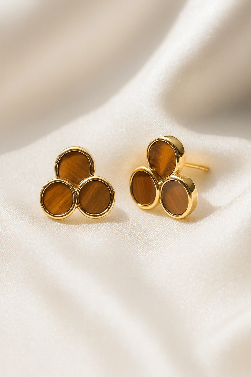 Jewello trendy gold-plated brown stone stud dainty Korean earring for women and girls.