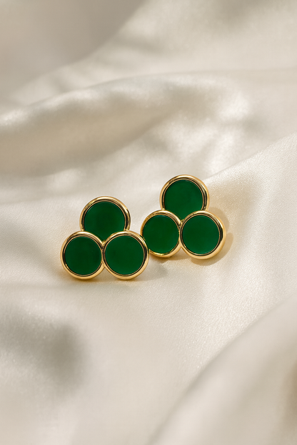 Jewello trendy gold-plated green stone stud dainty anti tarnish Korean earring for women and girls.