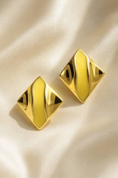 Jewello trendy square design and stainless steal dainty Korean earring for women and girls.