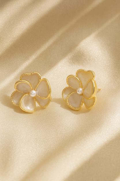 Jewello delicate gold-plated flower design  anti tarnish dainty Korean earring for women and girls.