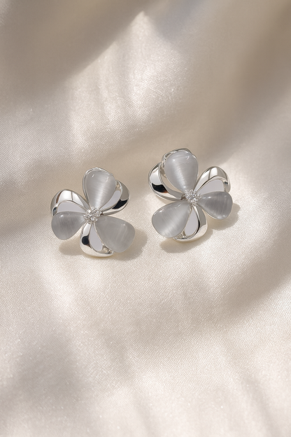 Jewello elegant silver-plated floral design anti tarnish dainty Korean earring for women and girls.