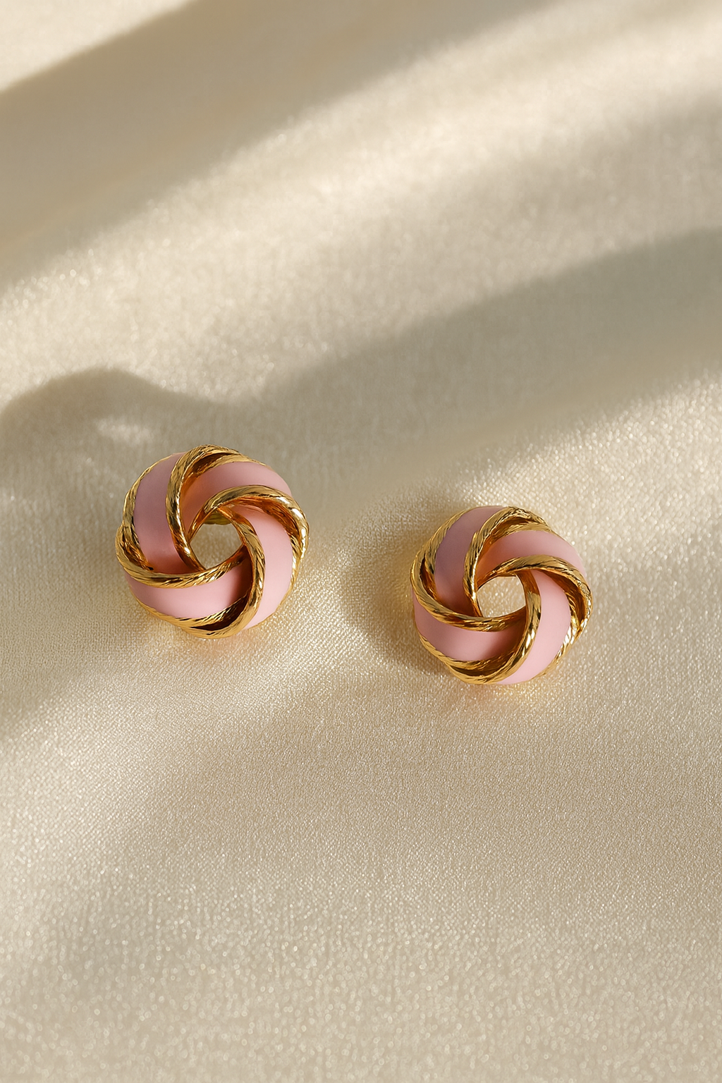 Jewello trendy gold plated light pink design dainty anti tarnish Korean earring for women and girls.