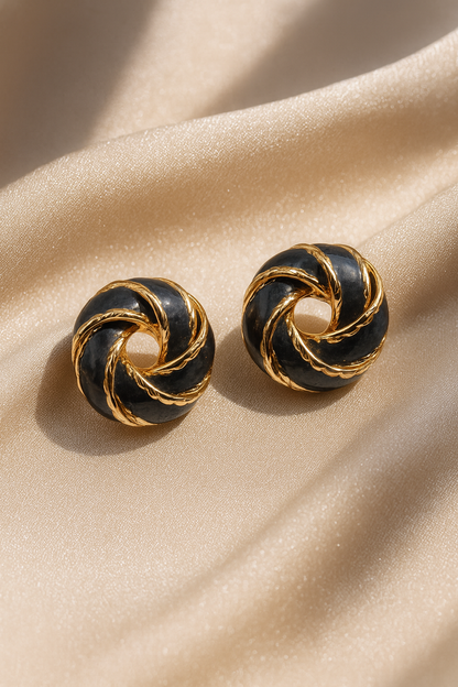 Jewello Adorable gold-plated black dainty anti tarnish Korean earring for women and girls.