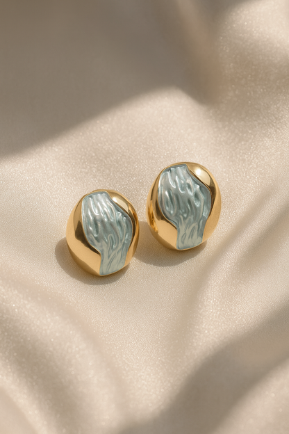 Jewello trendy gold-plated oval design dainty Korean earring for women and girls.