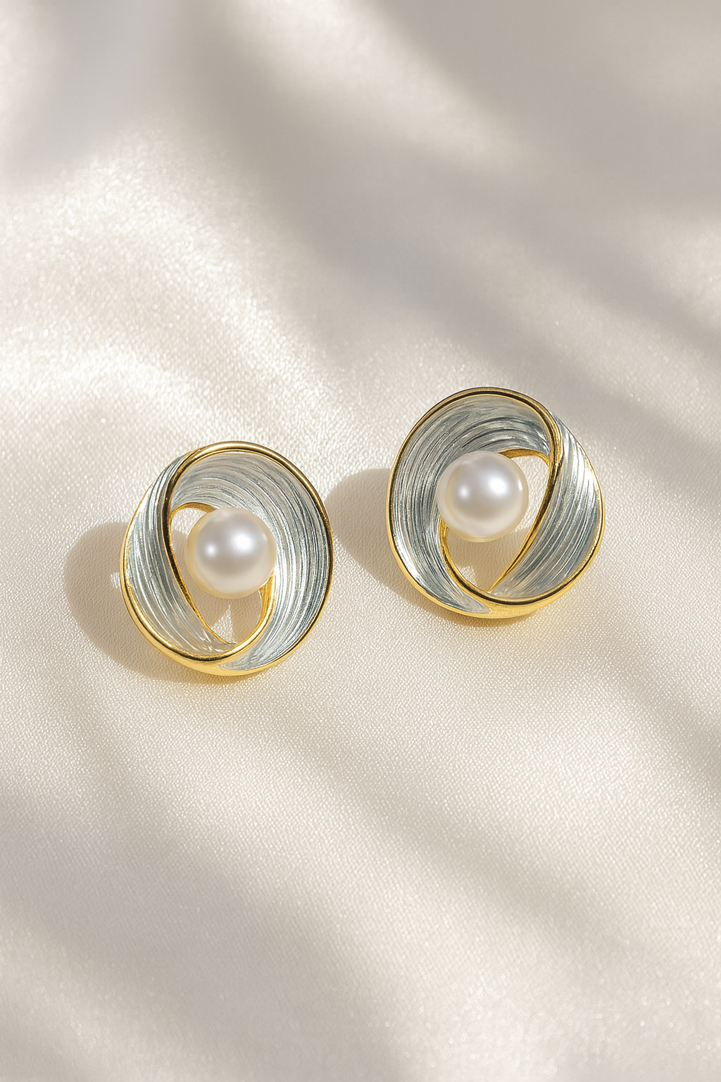 Jewello fashionable gold-plated pearl stud dainty Korean earring for women and girls.