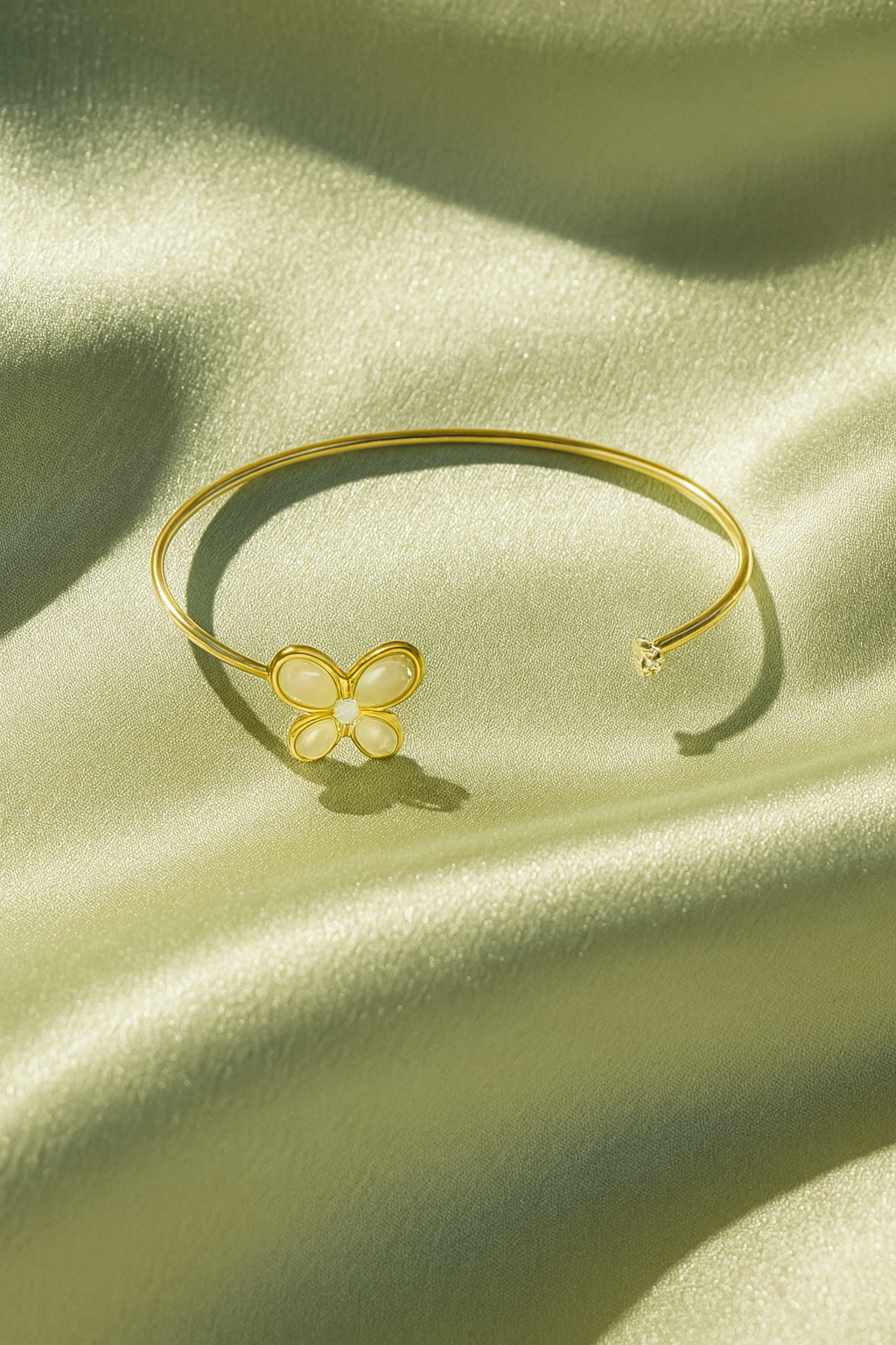 Jewello elegance gold plated floral design with shimmering white stone stud cuff bracelet, Kada bracelet for women and girls.