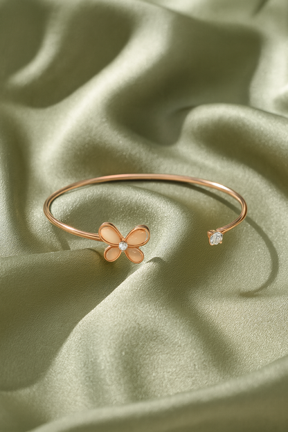 Jewello beautiful rose gold plated with shimmering white stone stud cuff bracelet, Kada bracelet for women and girls.