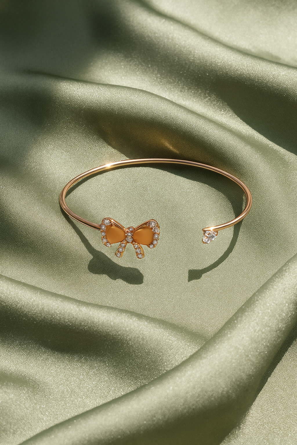 Jewello delicate rose gold plated with shimmering rose gold stone stud cuff bracelet, Kada bracelet for women and girls.