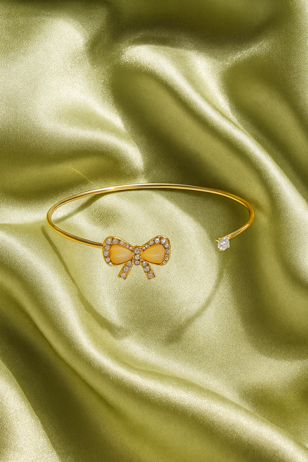Jewello fashionable gold plated with shimmering golden stone stud cuff bracelet, Kada bracelet for women and girls.