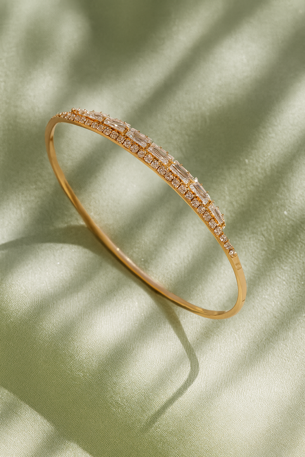 Jewello trendy rose gold plated with cubic zirconia stud cuff bracelet, Kada bracelet for women and girls.
