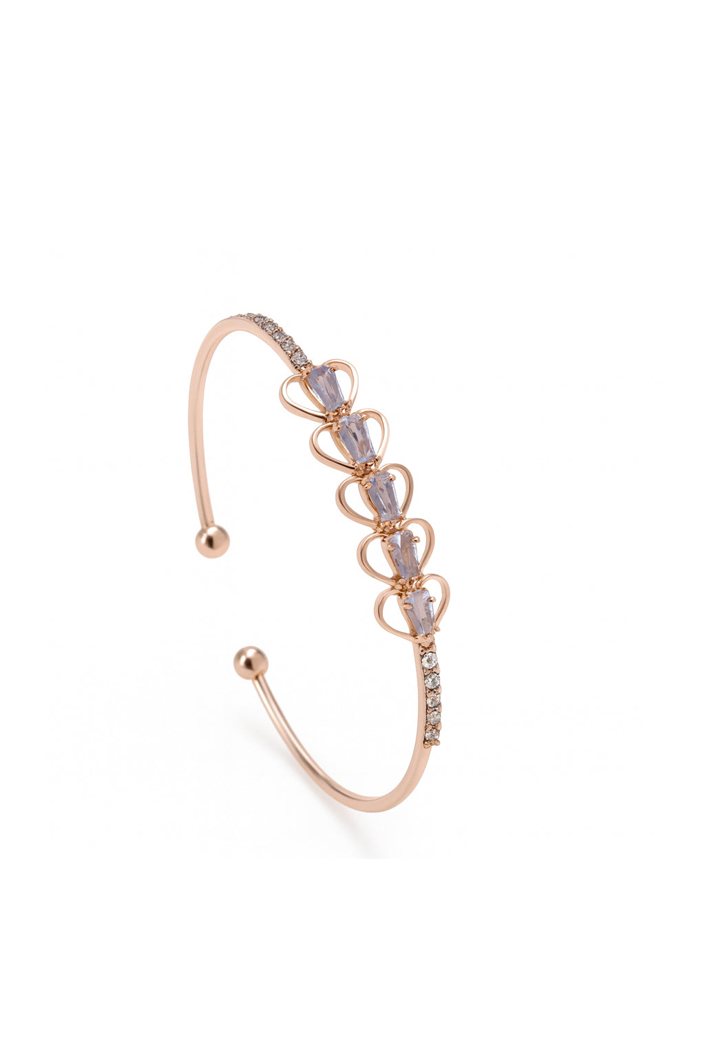 Jewello elegance rose gold plated with shimmering white stone stud Adjsuatble Kada bracelet for women and girls.