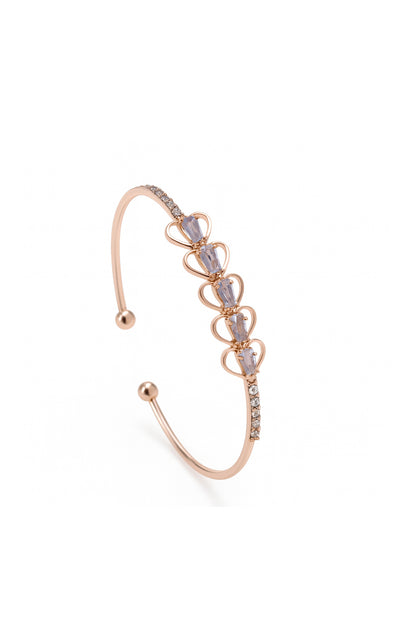 Jewello elegance rose gold plated with shimmering white stone stud Adjsuatble Kada bracelet for women and girls.