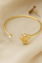 Jewello delicate gold-plated floral design with white stone stud Adjustable cuff bracelet, Kada bracelet for women and girls.